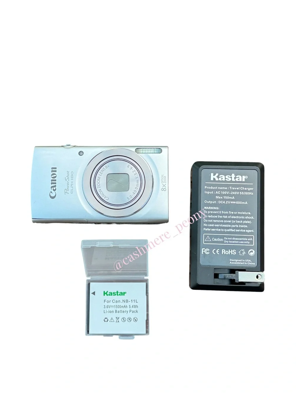 Canon PowerShot Elph 180 Silver Compact Digital Camera with Battery & Charger